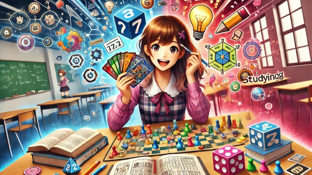 ゲームで勉強を楽しむ女の子