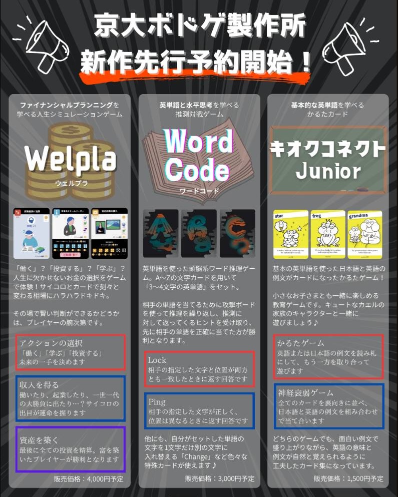 ゲームマーケット2025秋京大ボドゲ製作所新作告知